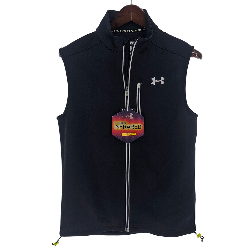 Under Armour Mens ColdGear Infrared Run Vest Black Neon Yellow Small NEW 1248896